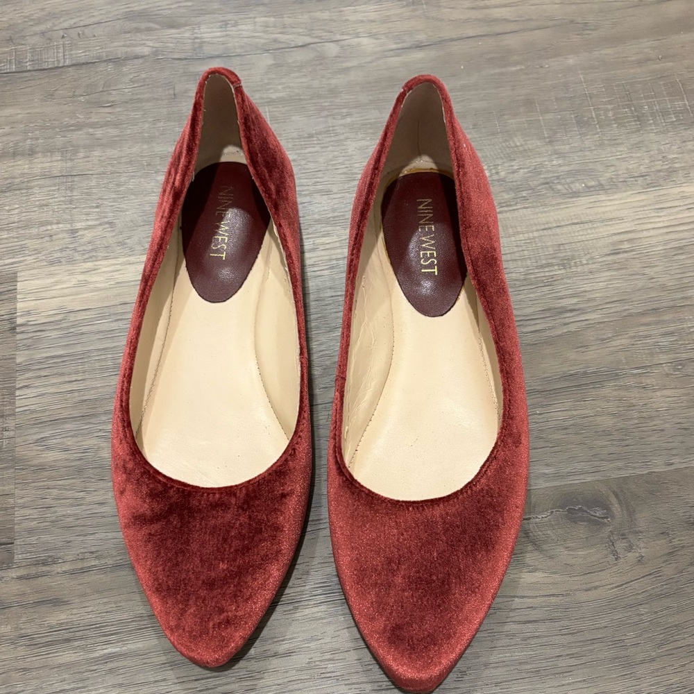 Nine West Red Flats Suede Slip-On